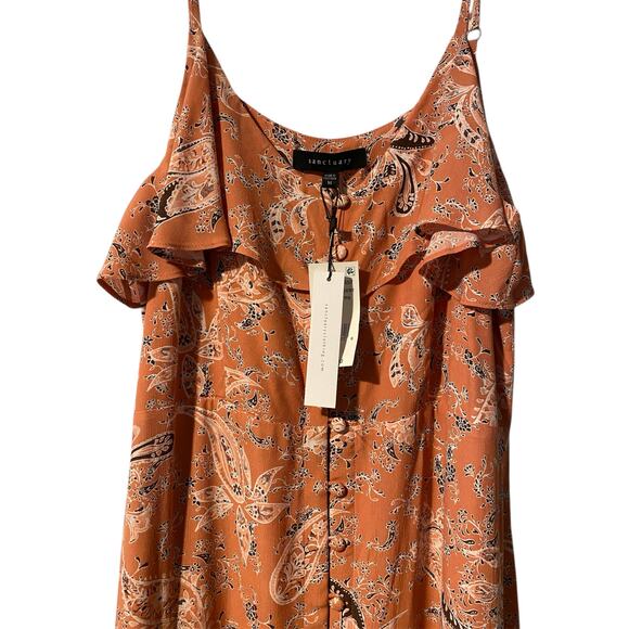 NWT Sanctuary Isabella Maxi Midi Dress Medium Peach Paisley Print Bohemian - Picture 6 of 12